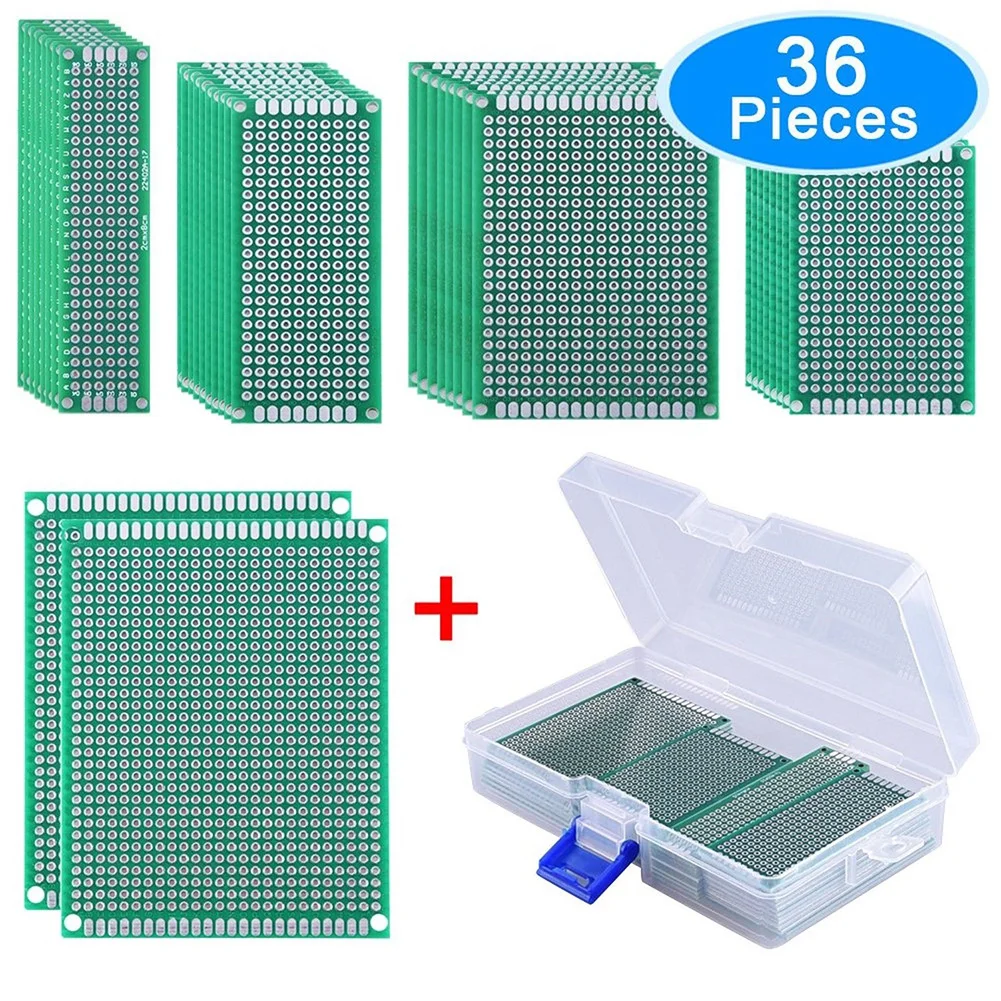 Double Sided PCB Board Kit 32PCS With 5 Sizes Printed Circuit Protoboard For DIY Soldering Project Combination Kit