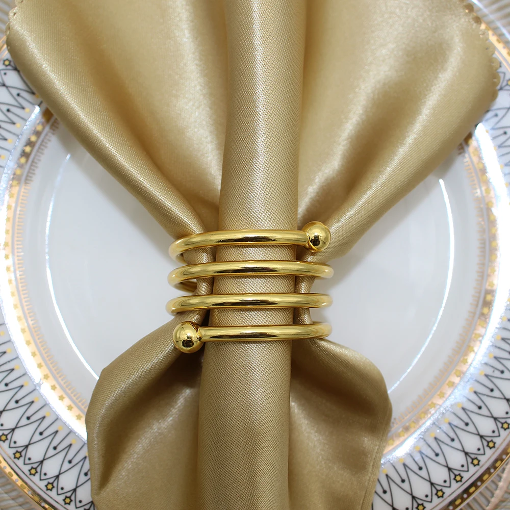 12Pcs Gold Napkin Rings Metal Round Napkin Holder Buckles for Wedding Valentine's Day Easter Halloween Ramadan Decoration HB169