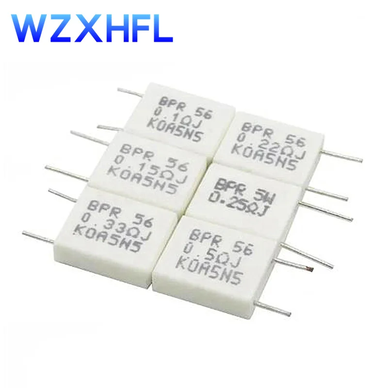 Résistance de ciment céramique non inductive, 10 pièces, BStore 56, 5W, 0.001, 0.1, 0.15, 0.22, 0.25, 0.33, 0.5 ohm, 0,1 R, 0,15 R, 0,22 R, 0,25 R, 0,33 R, 0,5 R