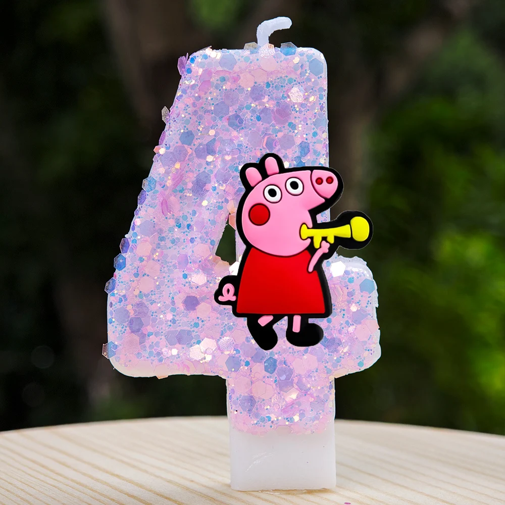 Peppa Pig Kerze Nummer 0-9 Baby Geburtstagstorten-Dekoration Peppa Pig Geburtstagsparty Tortendekoration Baby-Shower-Deko Geschenk – Detail 5