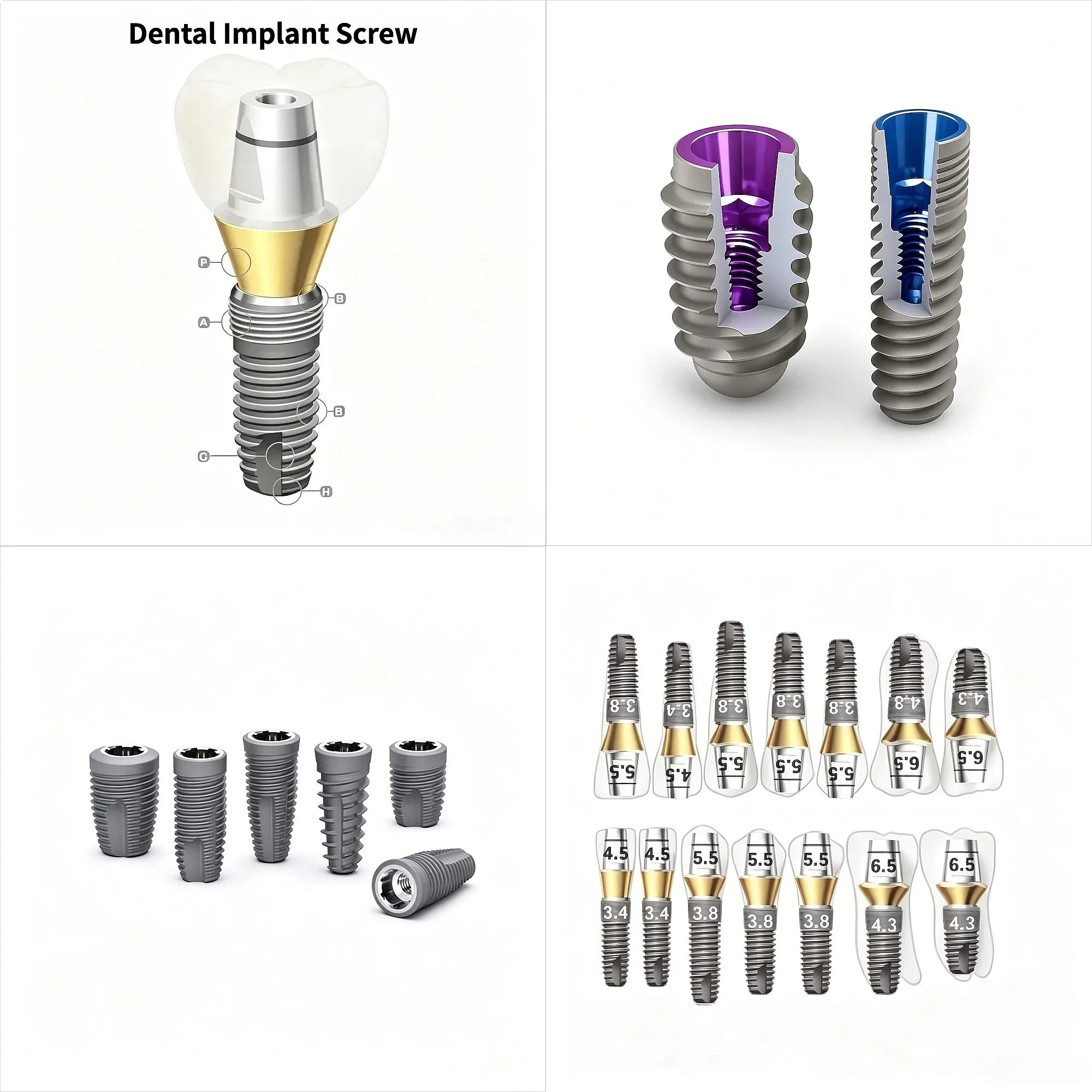 Premium Dentals Implants Screw Anatomic Implants & Accessories Complete Restoration Supplies Multiple Sizes