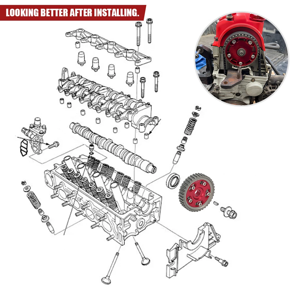 Adjustable Cam Gear Alloy Timing Gear FOR HONDA SOHC D15/D16 D-SERIES ENGINE CAM PULLEY PULLYS GEARS 1PCS WX6542