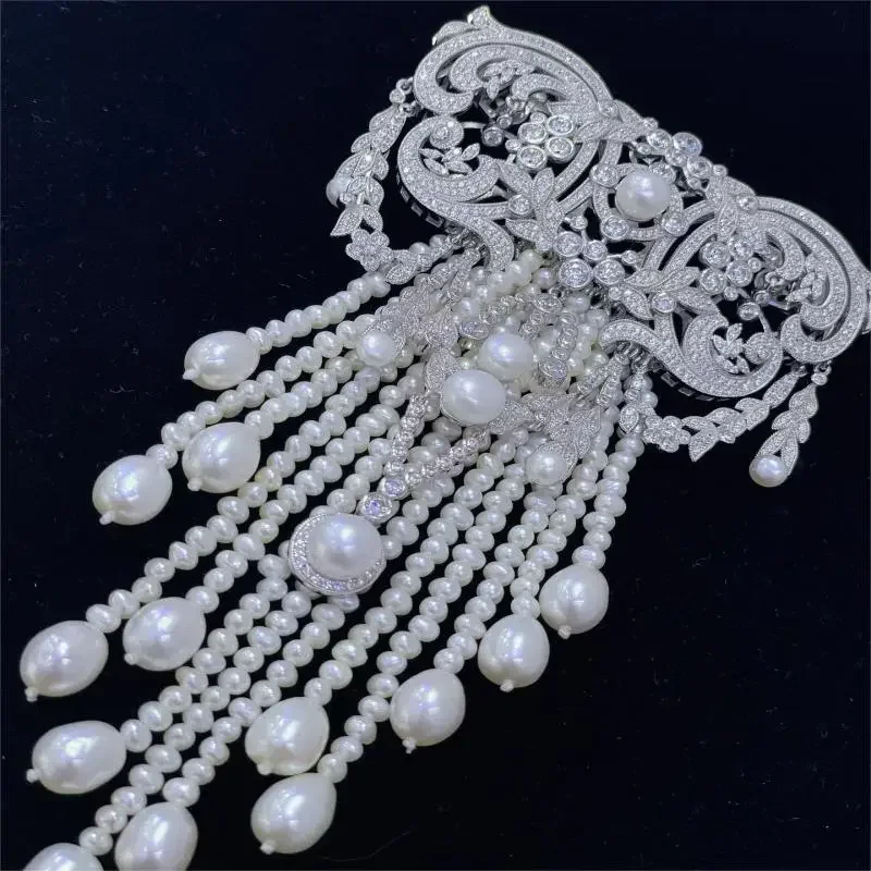 

Pirmiana 2023 New Retro Design S925 Silver Pearls Bowknot Brooch Tassel Gemstone Fashion Jewelry