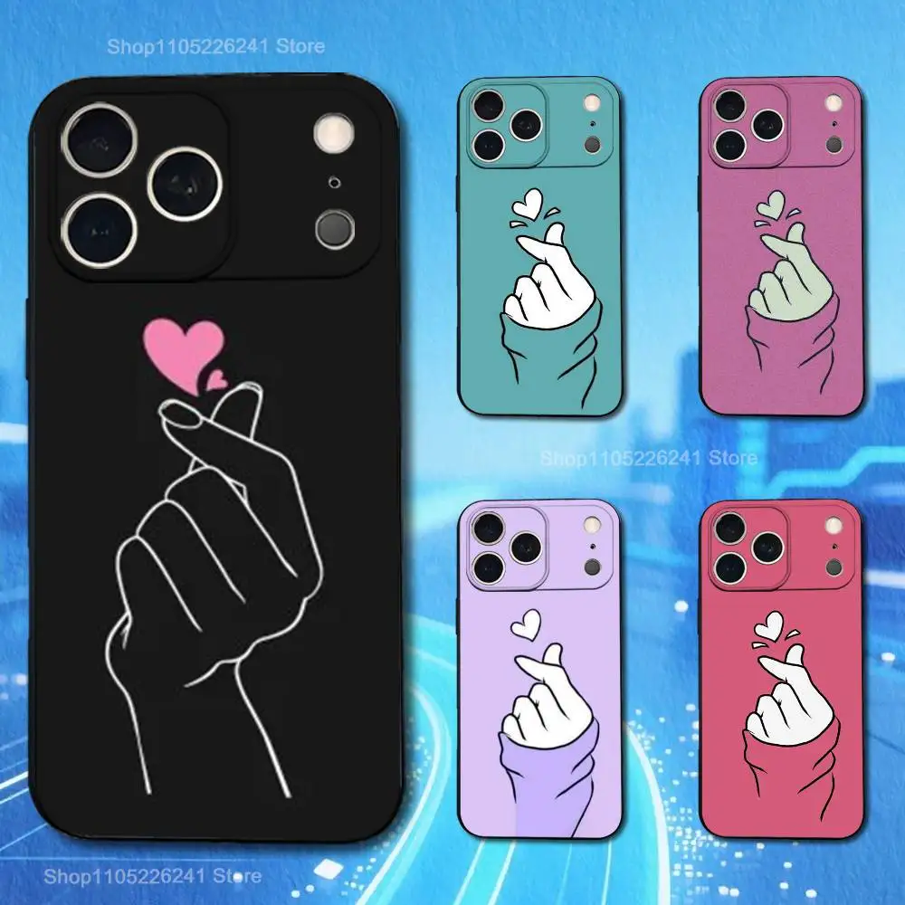 Cute Heart Art Phone Case For iPhone 17,16,15,14,13,12,11,Plus,Pro Max,XS,X,XR,SE,Mini,8,7,Soft Silicone Black