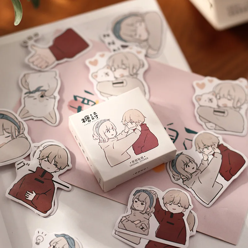 45 Sheets Per Box Love Overture Couple Stickers Scrapbook Collage Album Decoration Stickers Suitable For Multiple Scenarios