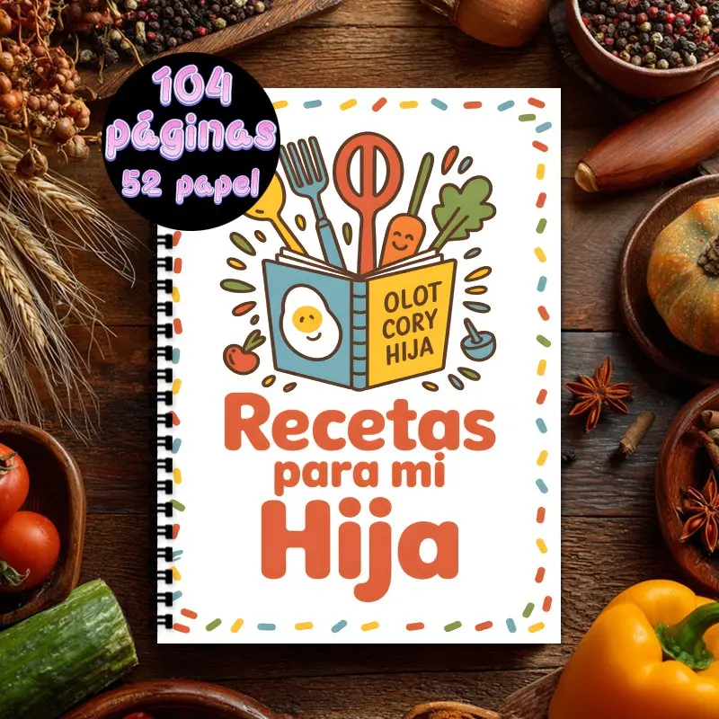 A5 Spanish Recipe Spiral Notebook,Suitable for Home Cooking, Baking and Home Chefs, Fashion Recipe Book, Gift for Food Lover