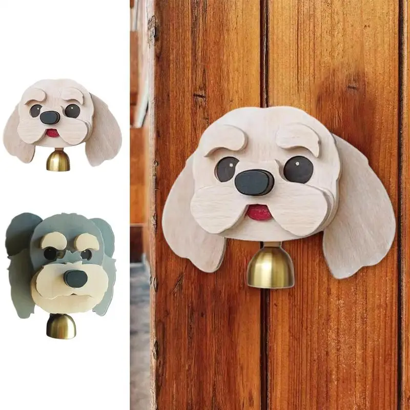 

Bell For Door Opening Wooden Doorbell Dog-Shaped Chime Animal Appeal Press Ringer Modern Ornament For Friends Family