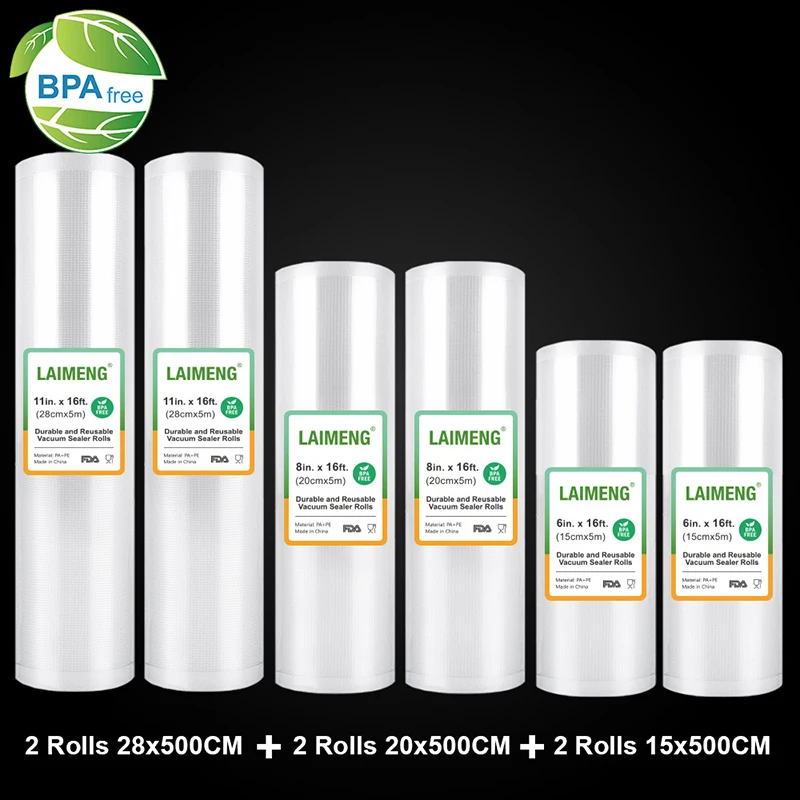 Пакеты для вакуумной упаковки, 15 + 20 + 28 см, 5 м, R251, 6 рулонов/партия