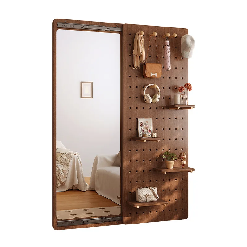 

Solid wood hole board integrated door rear shelf household modeling wall full-length mirror