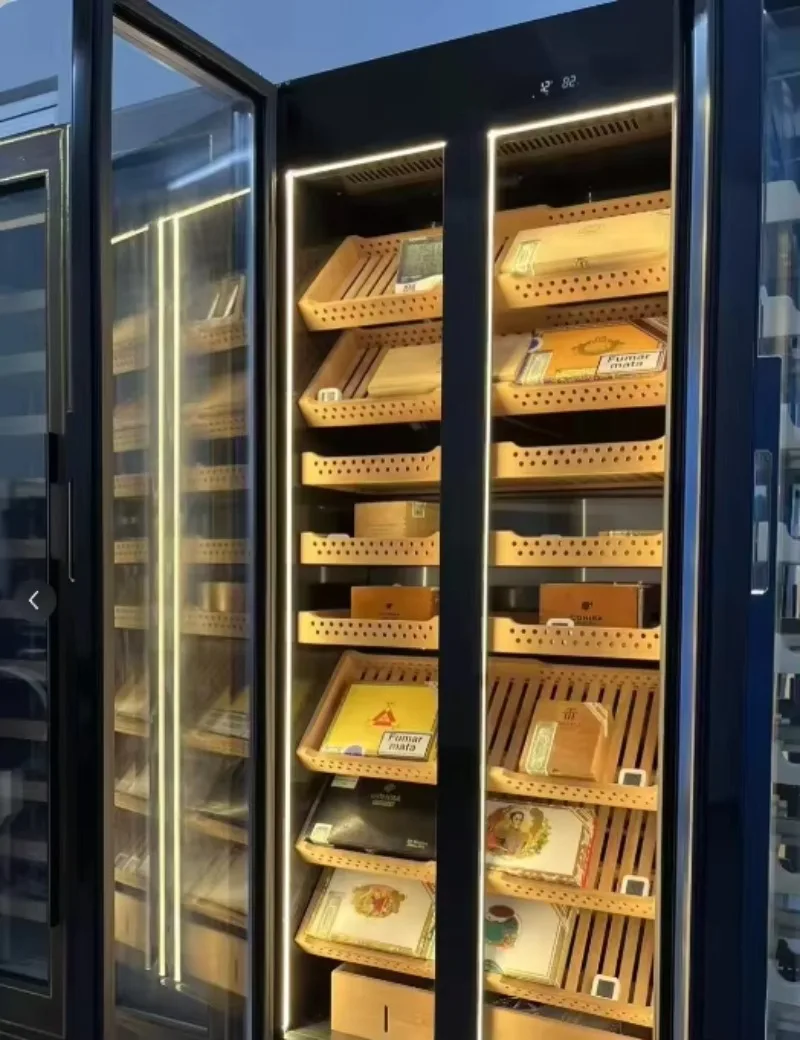 Wholesale Smart App Control WiFi Electric Humidifier Cigar Cabinet Precise Temperature Cigar Display Cabinet