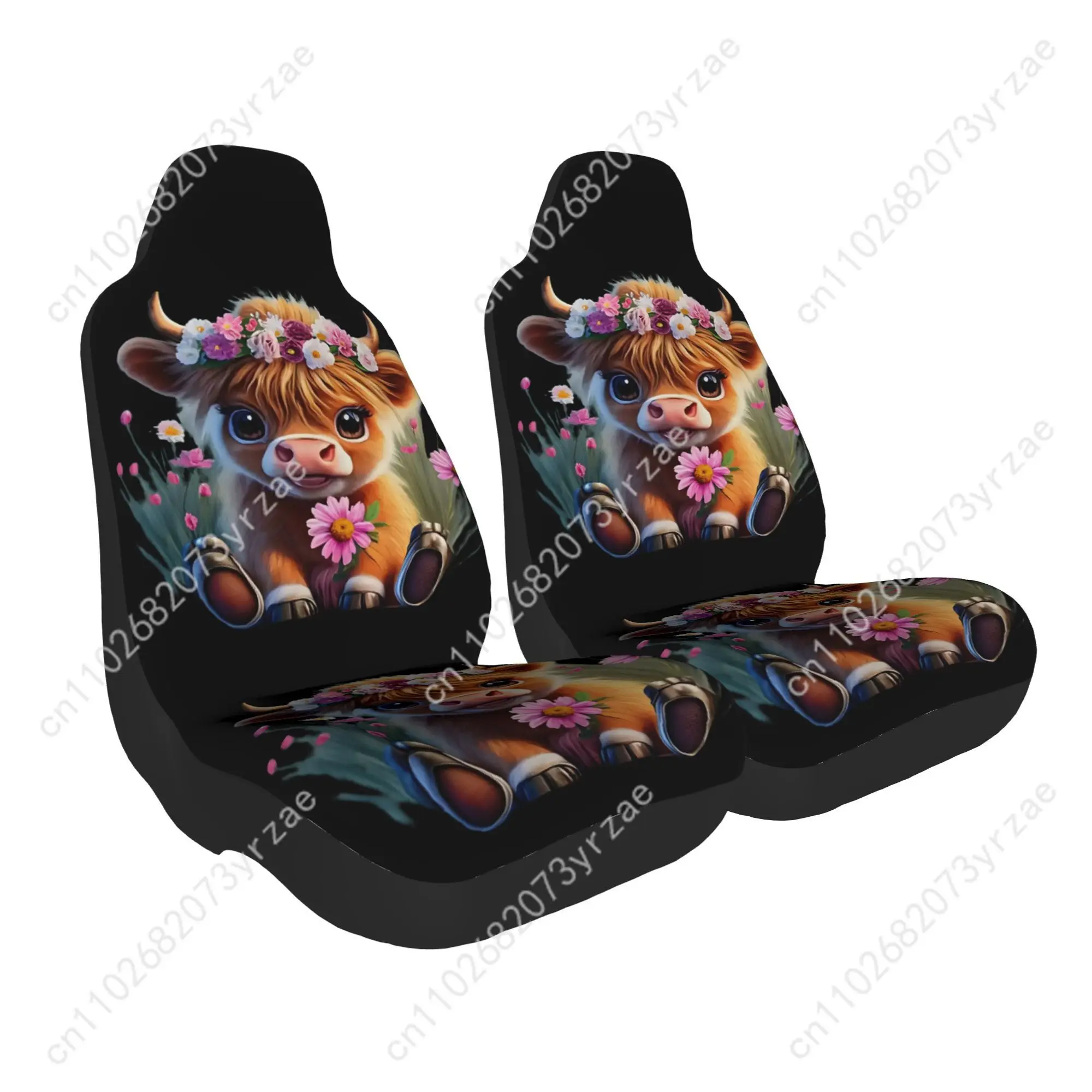 

Highland cow Cartoon Car Seat Covers Universal Environmentally Friendly Interior Decorations Comfortable Breathable Seat Covers