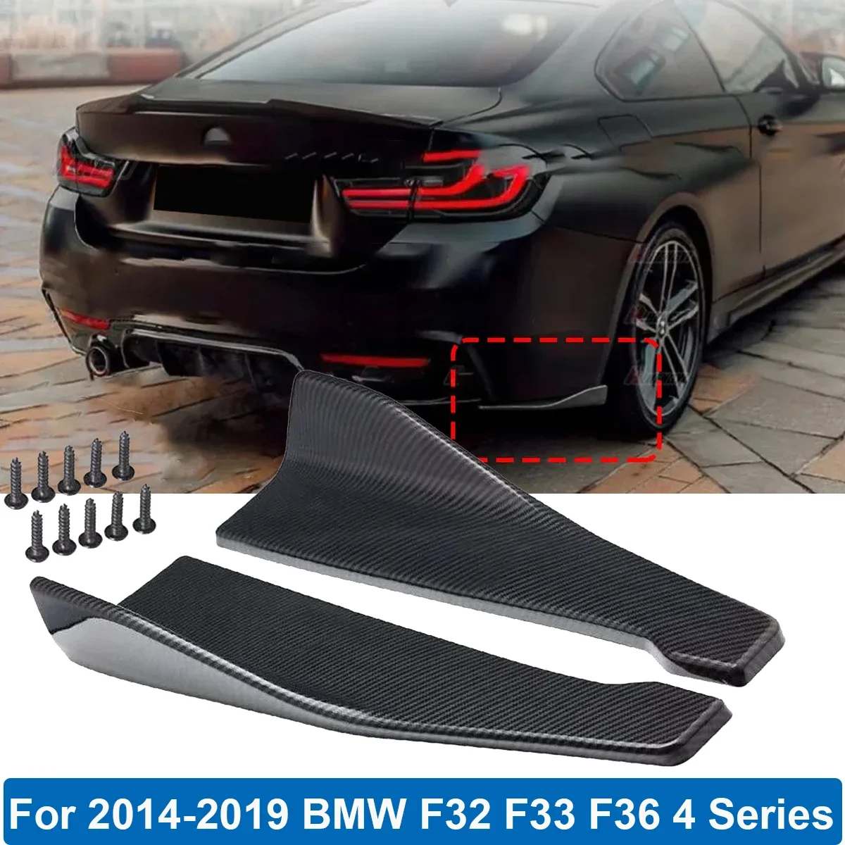 48cm Universal For 2014-2019 BMW F32 F33 F36 4 Series Rear Bumper Splitter Apron Spoiler Side Skirt Extension Car Accessories