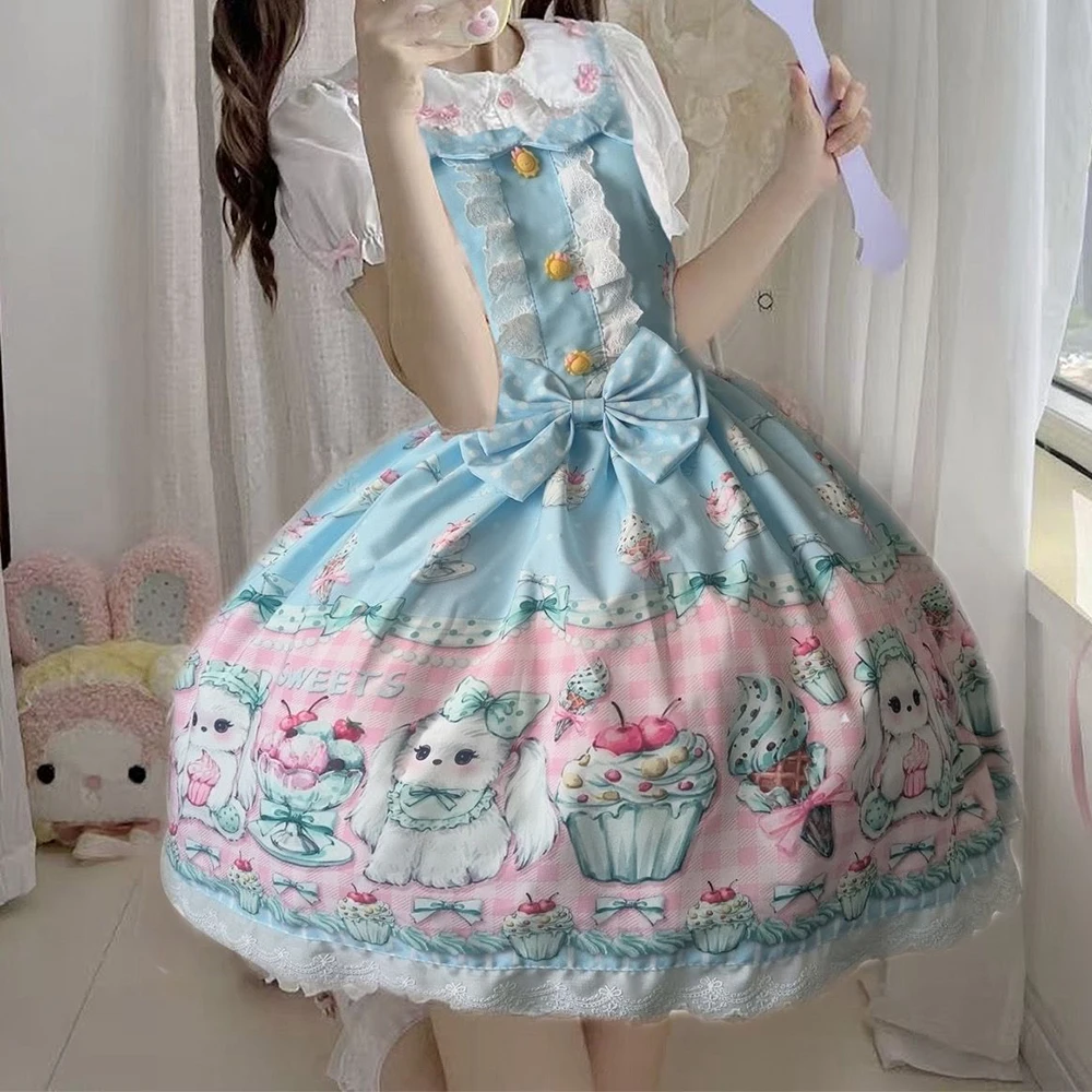 

All lolita original genuine cute JSK suspender skirt Lolita daily versatile gothic lolita dress dress victorian loli