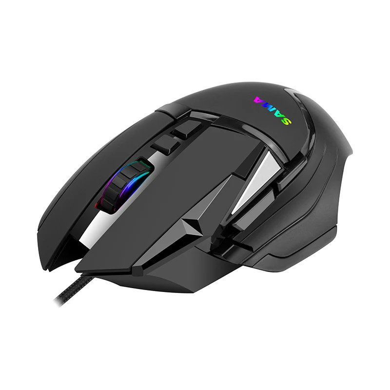 SAMA HJ5025 USB con cable 800-8000 DPI All Key Macro Defnition RGB Mouse / Electronic Competition Gaming Mouse/ LED Breath Light