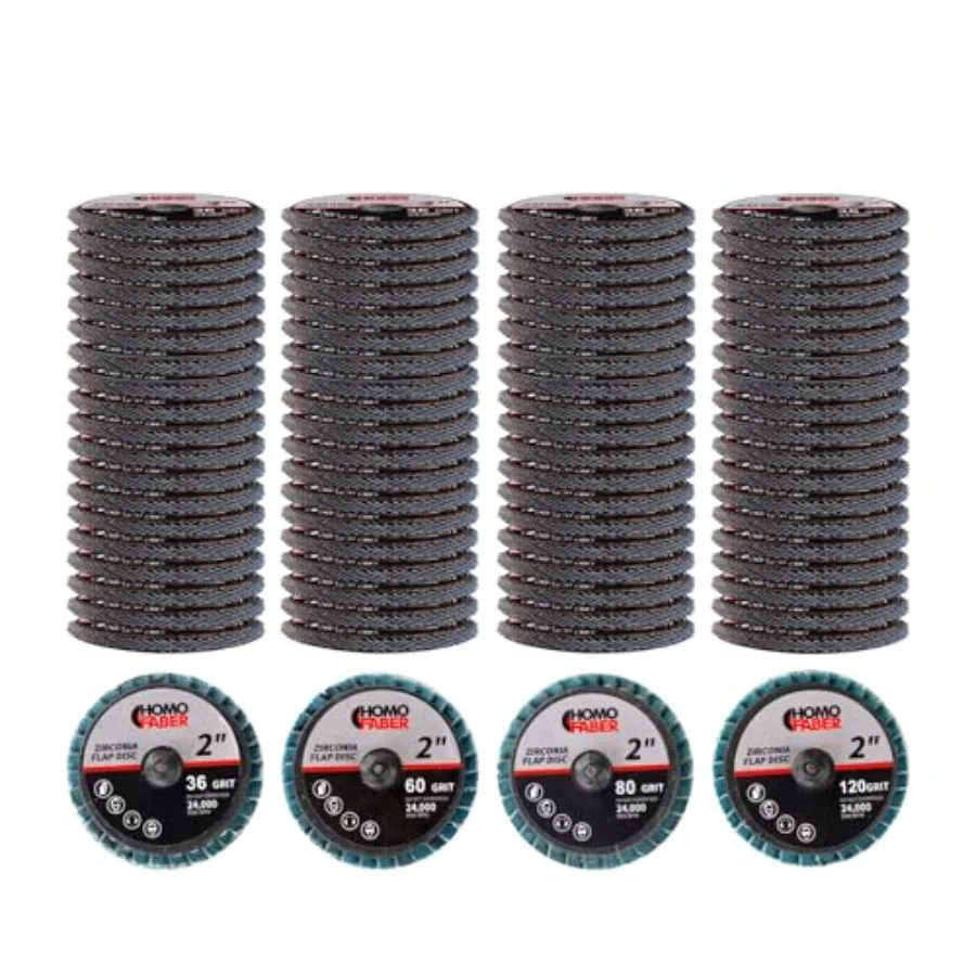 

100 PCS 2 Inch Flap Discs for Die Grinder 36/60/80/120 Grit Roll Lock Sanding Discs Surface Prep Stripping Grinding Polishing D