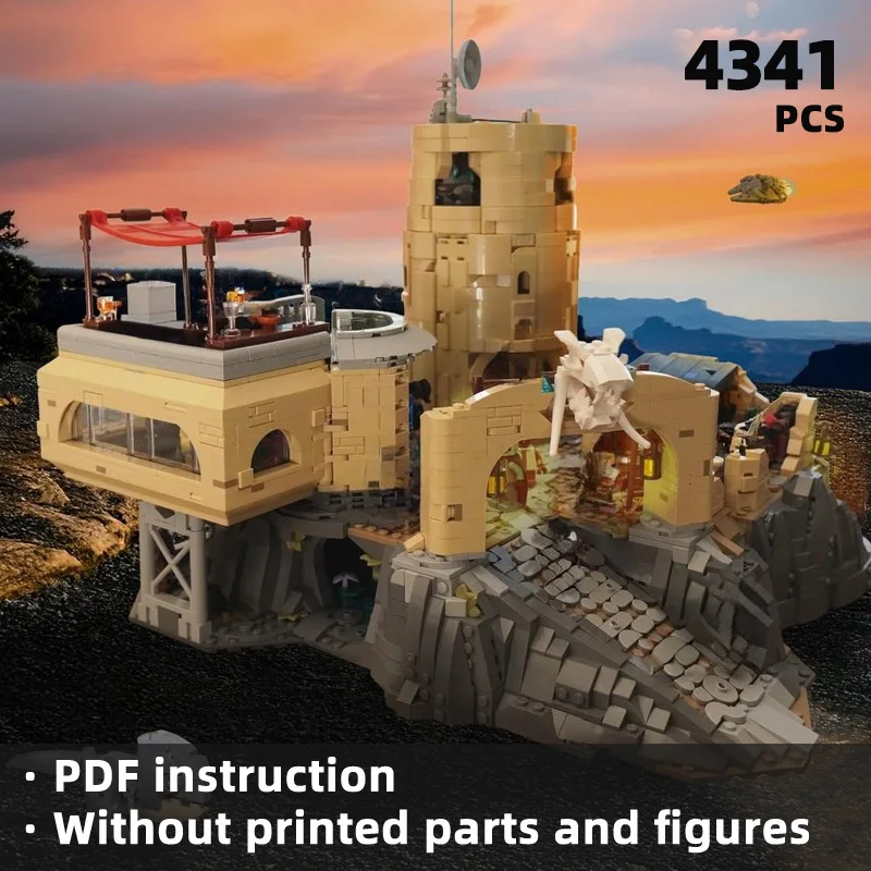 Star movie open-air platform watchtower background desert landscape scene Survival base scene building blocks