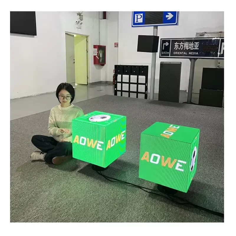 for AOWE P2.5 LED Cube Display Wall Mounted Store Logo Indoor Outdoor WiFi 4G Light Emitting Diode Rubik's Cube Screen New