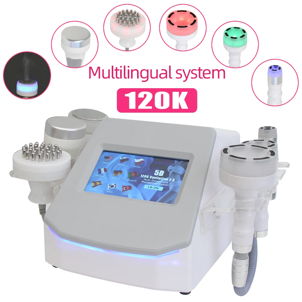 New 6 in 1 120K Cavitation Slimming Machine 5D Ultrasonic Vacuum Weight Loss Body Sculpting Skin Tightening Facial Beauty Device