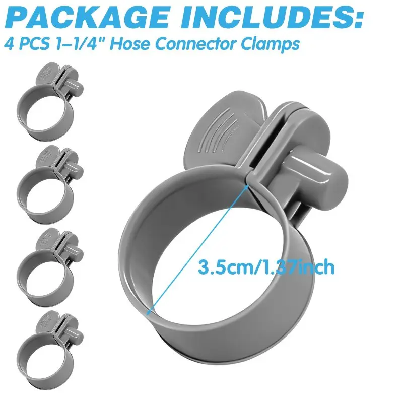 1/4PCS Adjustable Plastic Hose Clamps For Above Ground Swimming Pool Key Hose Clamps Filter Pump Connector Clips