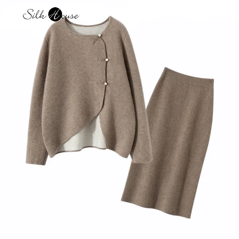 

Autumn and Winter New Women's Chinese Style Knitted Half Skirt Slimming One Step Skirt Soft Cashmere Fashionable Commuting Style