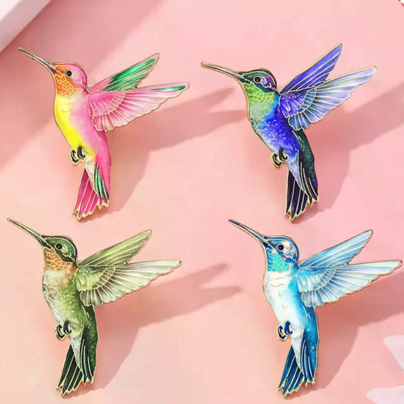 1/4pcs Hummingbird Brooches For Women Colorful Birds Enamel Pin Metal Badge Jewelry Clothing Backpack Accessories Friends Gift