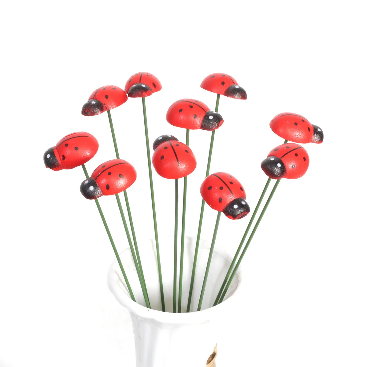 

20 Pcs Beetle Decorations Garden Stake Ornaments Decors Ladybugs Cute Decorative Lawn Stakes Wooden Back Yard