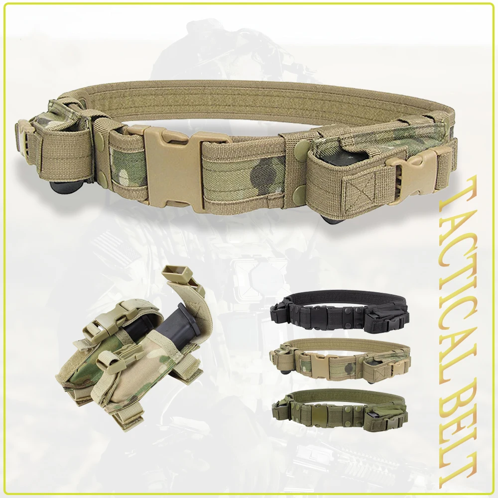 

Outdoor Tactical Belt Airsoft Training Waist Protector Hunting Hiking Belt Utility Safety Tool Kit Paintball Shooting Equipment