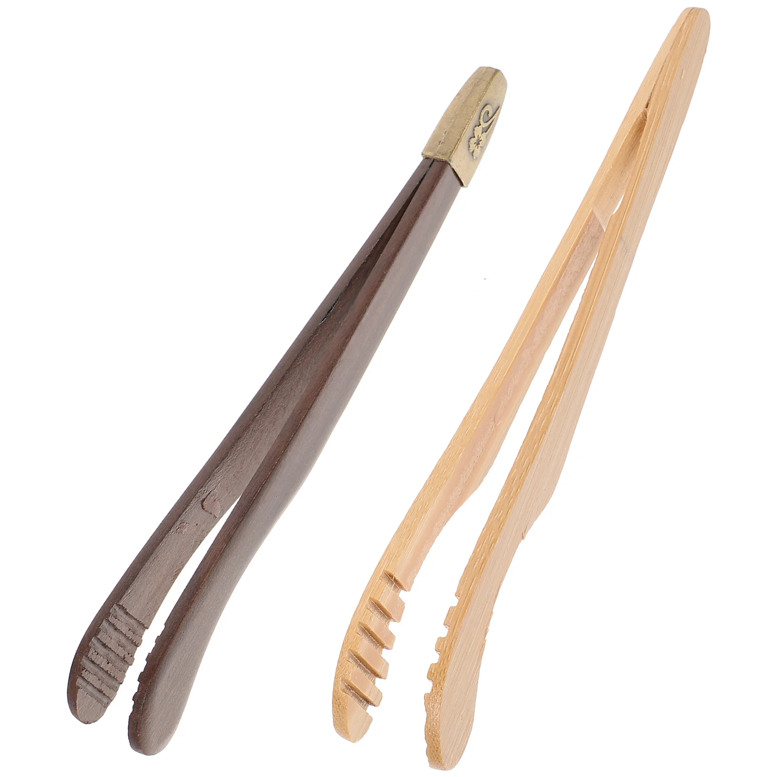 

2 Pcs Tea Clip Set Bamboo Toothed Bent Clamp Copper Head for Tea Ceremony Cup Kitchen Tools Accessories Smooth Surface