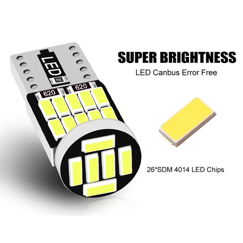 20/10/4/2pcs T10 W5W 194 501 Led Canbus No Error Car Interior Light T10 26 SMD 4014 Chip Pure White Instrument Lights Bulb Lamp