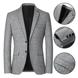 Blazer da uomo temperamento tinta unita Outwear tasche di colore puro giacca da uomo Streetwear giacca da uomo per affari