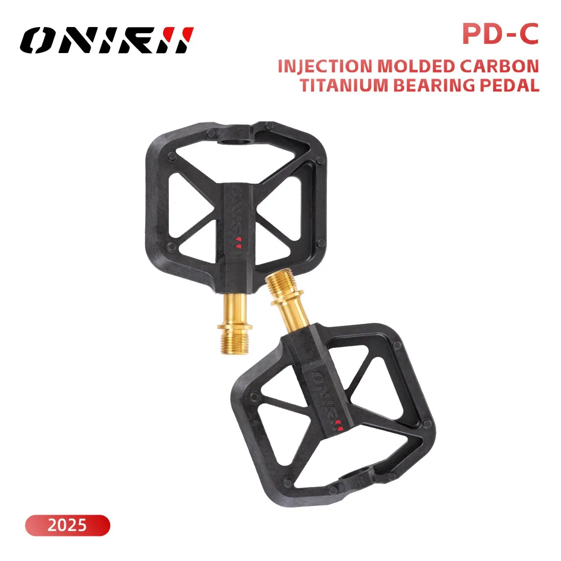 2025 New ONIRII PD-C  PD-C Injection Carbon Fiber Flat Bike Pedals Ultralight Rolling Pin Titanium Axle for Road Mountain Bikes
