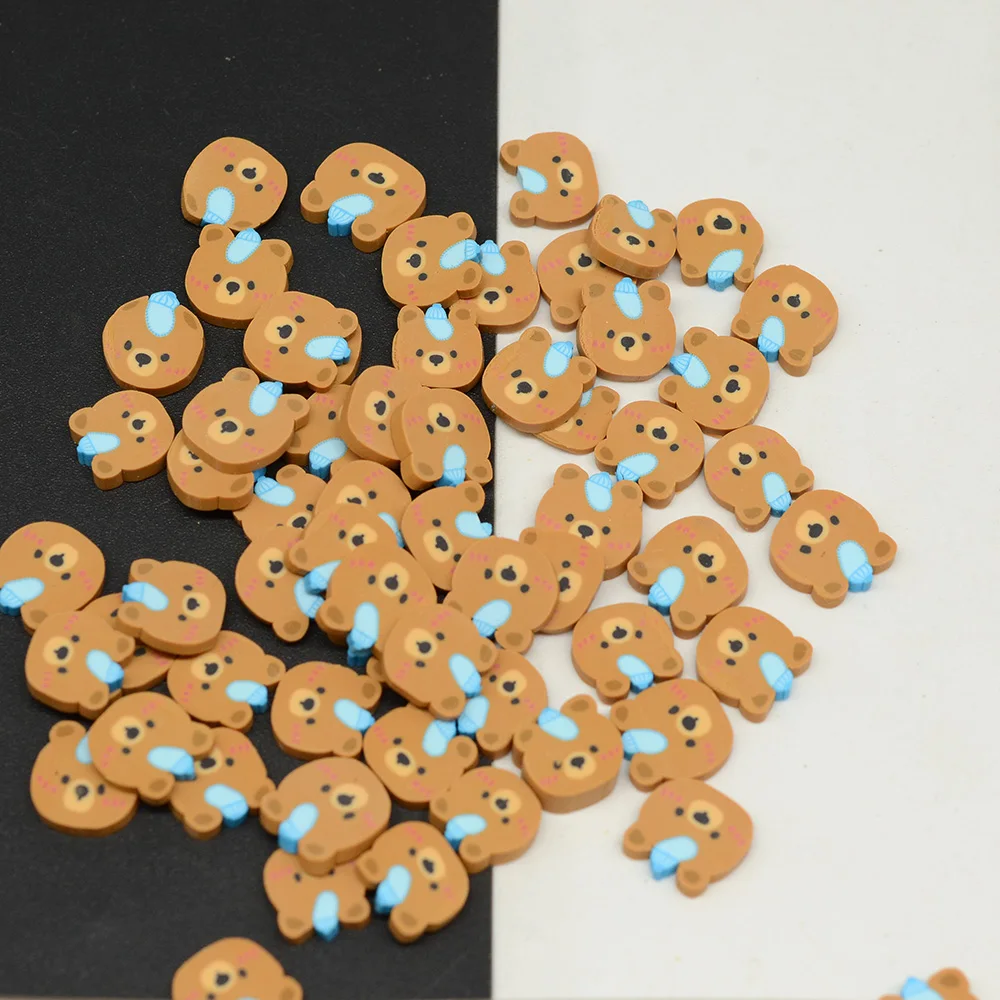 100G 5mm/10mm Polymer Clay Slice Bear Penguin Gingerbread Sprinkles Lovely Confetti for Crafts Making, DIY Nail Art Emblishment