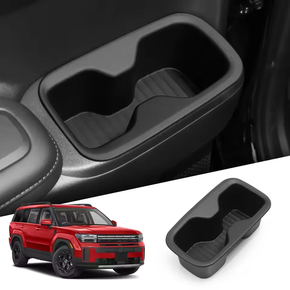 

Для Hyundai Santa Fe 2024, 2025 6/7 мест, автомобильный держатель для стакана с водой, второй ряд, держатель для напитков, дверной боковой ящик для хранения, TPE, уборка