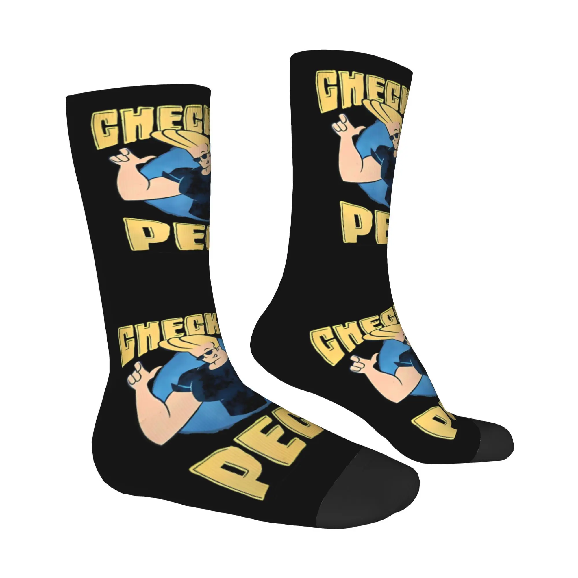 Calcetín loco divertido para hombres, dibujos animados, hombre musculoso, Vintage johnny bravo, patrón transpirable, calcetín impreso, regalo sin costuras