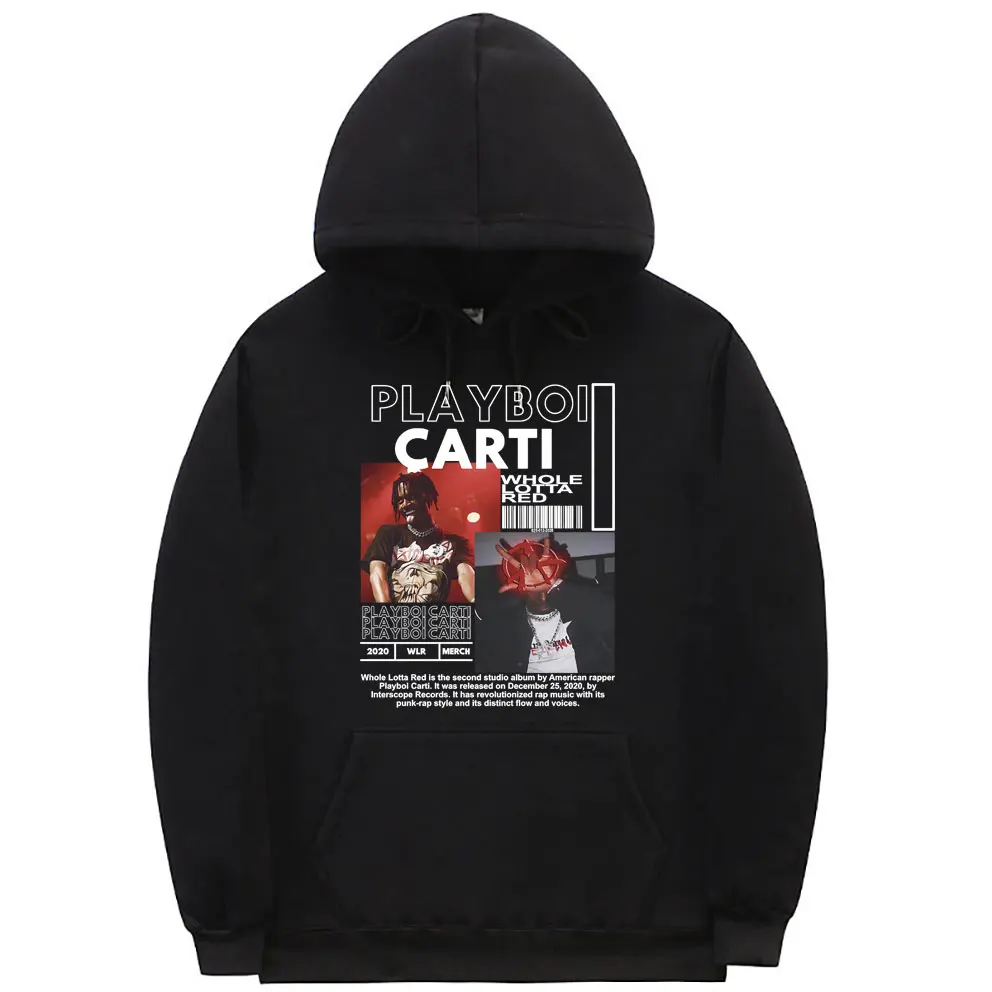 

Толстовка Playboi Carti мужская с рисунком, Свитшот в стиле хип-хоп, винтажная одежда с рисунком, цвет красный