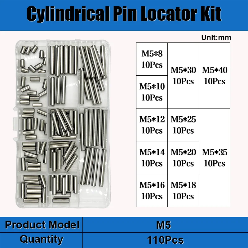 Zylindrischer Edelstahls tift m1 m 1, 5 m2 m2, 5 m3 m4 m5 m6 m8 Position ierungs dübel feste Welle fester Befestigungs stift Metallstab satz