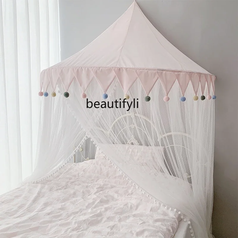 Children's room mosquito net princess wind ins dome hanging net household girl 1.5m 1.8 meters, foldable free installation