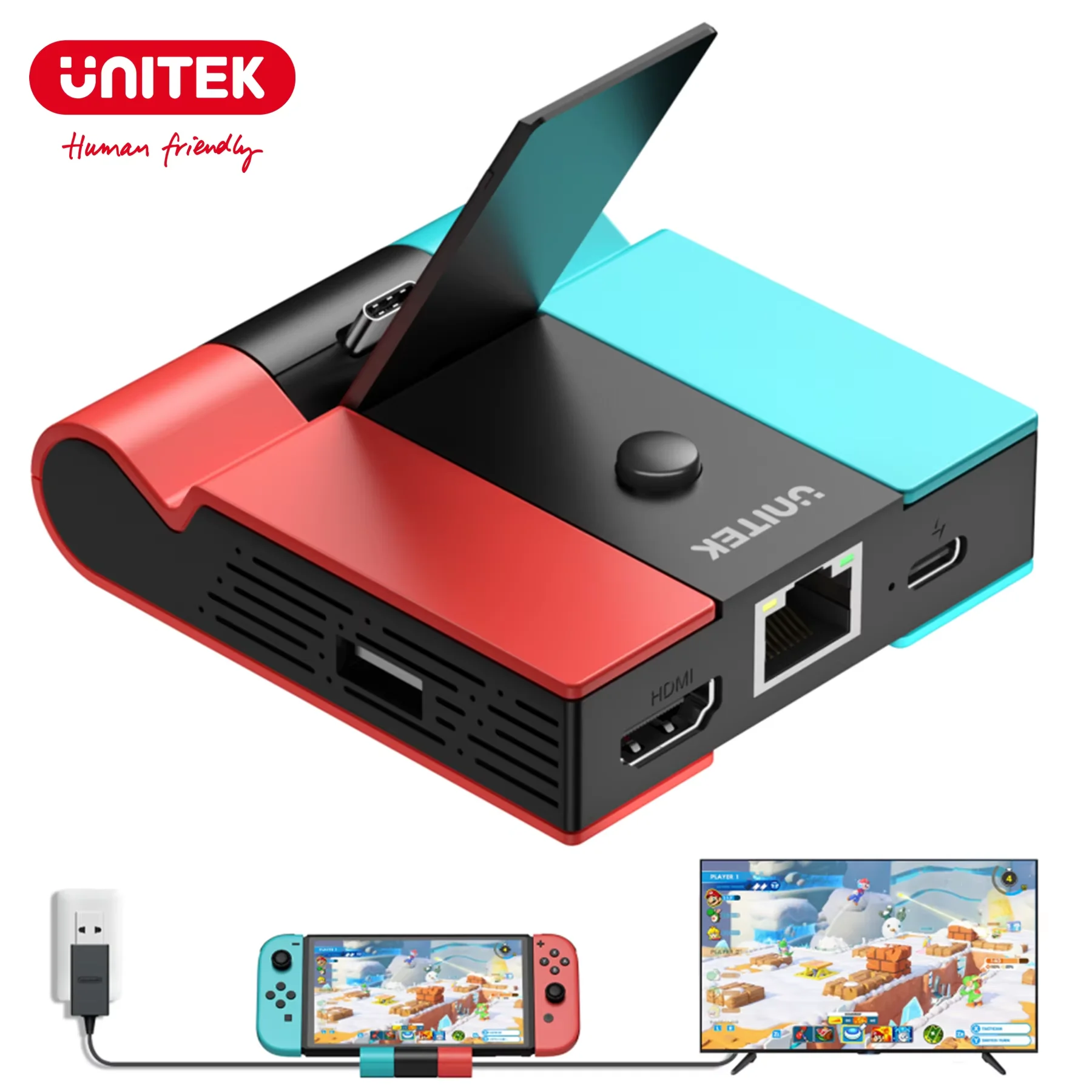 

Portable Switch Dock USB C to HDMI with Double USB 2.0 RJ45 Ethernet 45W PD Charging for Nintendo Switch 2 OLED Life Accessories