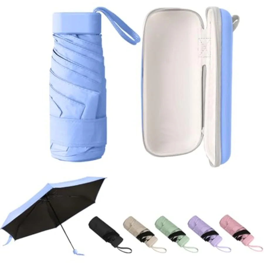 

Mini Umbrella with Case Lightweight Folding Compact Travel Accessory, Small Sun Umbrella UV Protection for Girls, and Adults, F