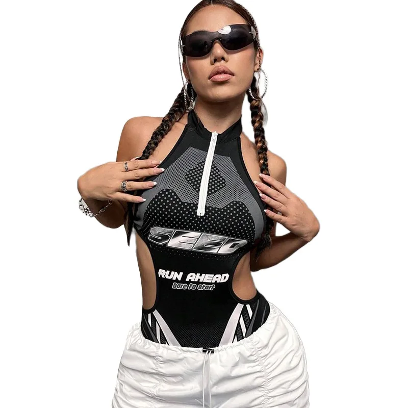 الشارع Sle إلكتروني طباعة مثير الجوف خارج Bodycon نيسيي المرأة عالية الخصر رقيقة الحرير تسع نقاط السراويل ربيع 2024 وصول جديد #5