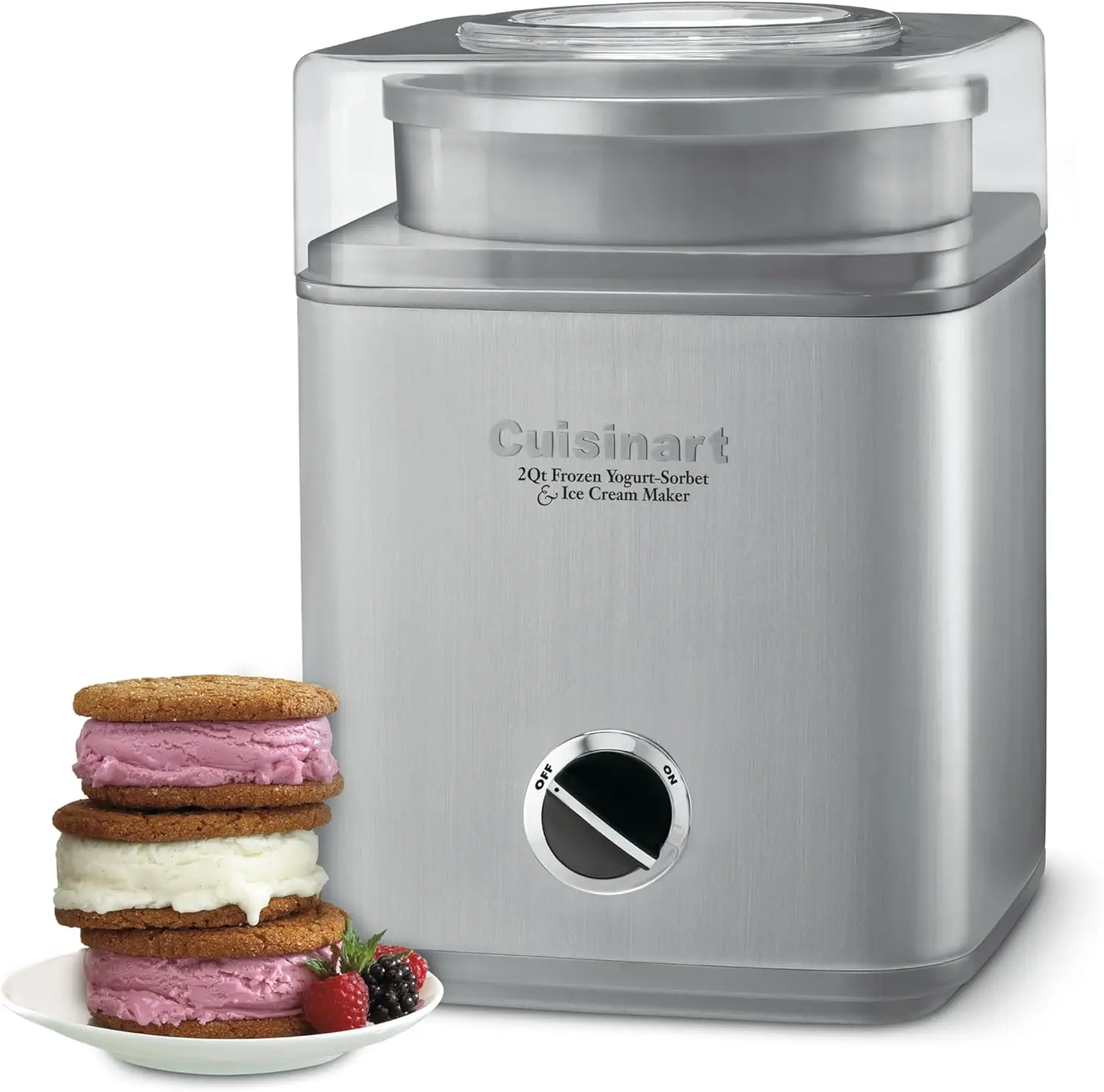 

Ice Cream Maker Machine, 2-Quart Ice Cream, Sorbet and Frozen Yogurt Machine, Fully Automatic Double-Insulated Freezer Bowl Make