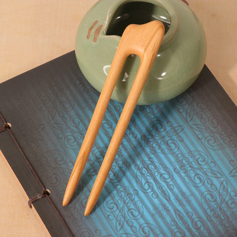 U-образная заколка для волос из персикового дерева, заколка для волос в древнем стиле, заколка для волос, деревянная заколка для волос, аксессуары, заколка из цельного дерева