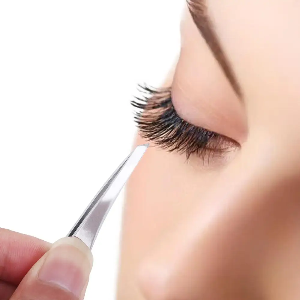 Herramientas de belleza de acero inoxidable, pinzas de precisión para maquillaje de cejas, extractor de pelos de pestañas, pinzas para cejas