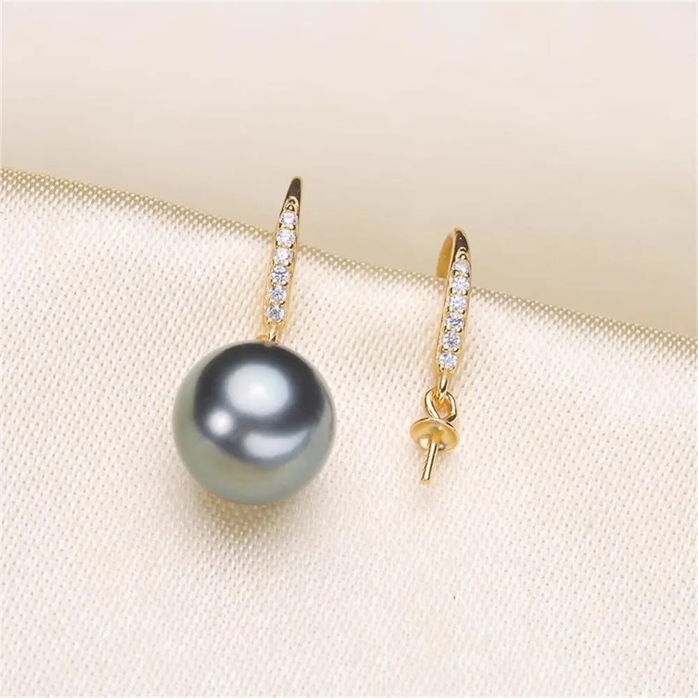 

DIY Pearl Accessories S925 Silver Pearl Jade Ear Hook Earrings Empty Tray Classic Fit 8-10mm Round Oval Beads E189