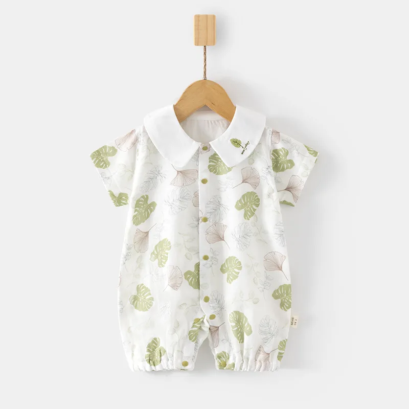 Baby Summer Short Sleeve Rompers Ultra-Thin Gauze Pure Cotton Rompers Children's Air Conditioning Room Clothing Newborn Romper