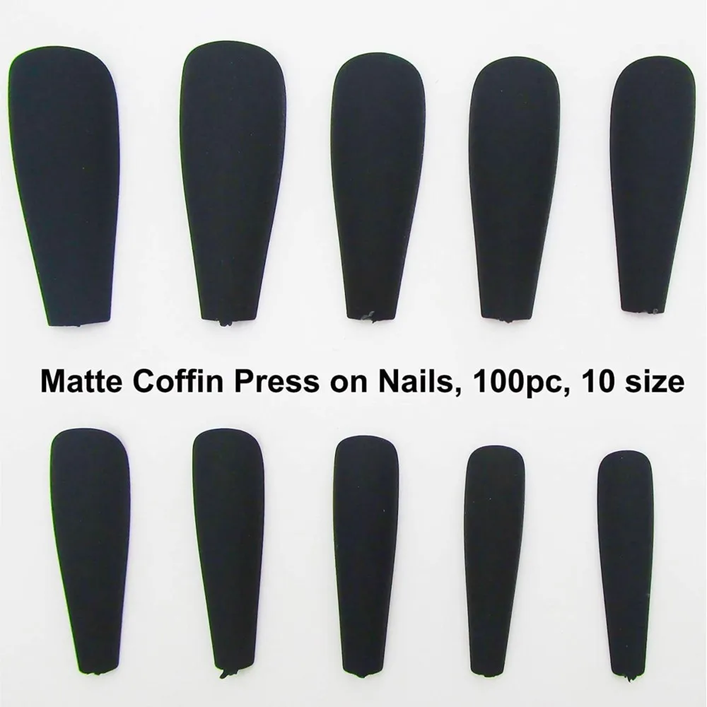 100Pc Matte Press on Nails Long Ballerina False Nails Detachable Wearable Manicure Fake Tips Full Cover Ballet Acrylic Fake Nail