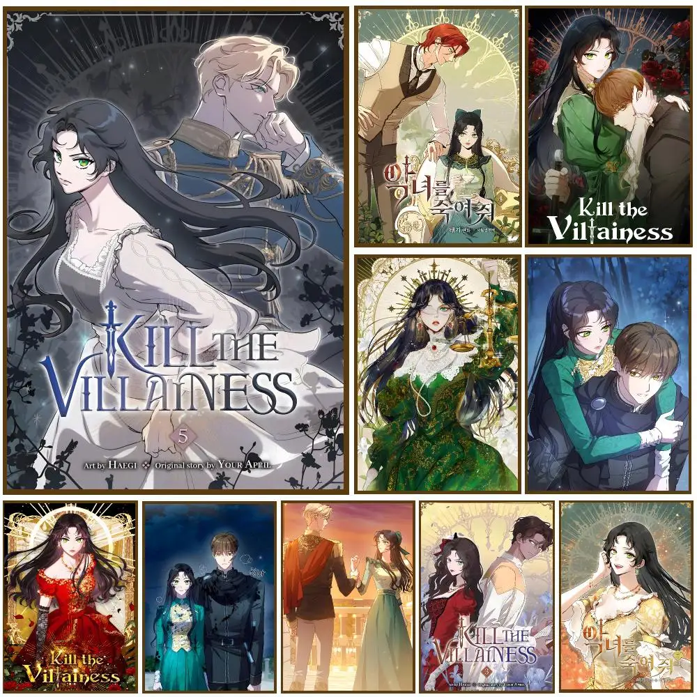 Kill the Villainess Manhwa Fantasy Poster Self-adhesive Advanced Aesthetic Printing Paper Wall Art for Living Room Home Decor