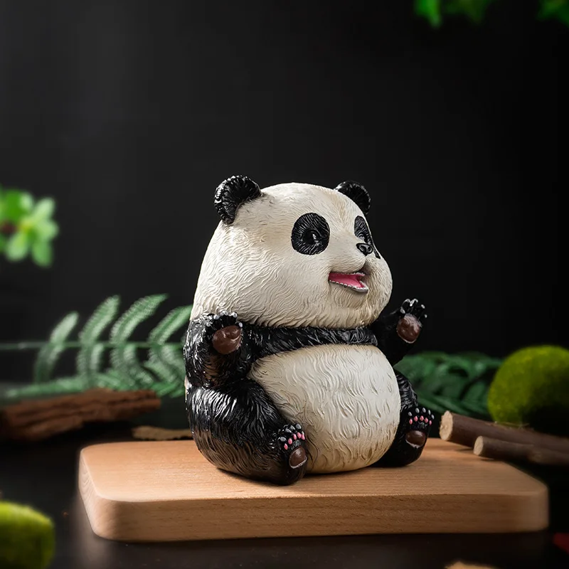 Figura de Animal creativa de Panda Adorable, artesanía de resina, decoración de escritorio de oficina, regalo curativo, adorno decorativo