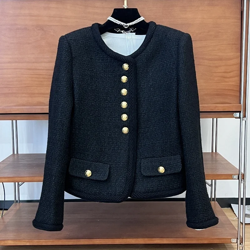 Small Fragrant Little Black Jacket for Women, Tweed Coat, Three-Dimensional, High Quality, Short Coat, Outwear