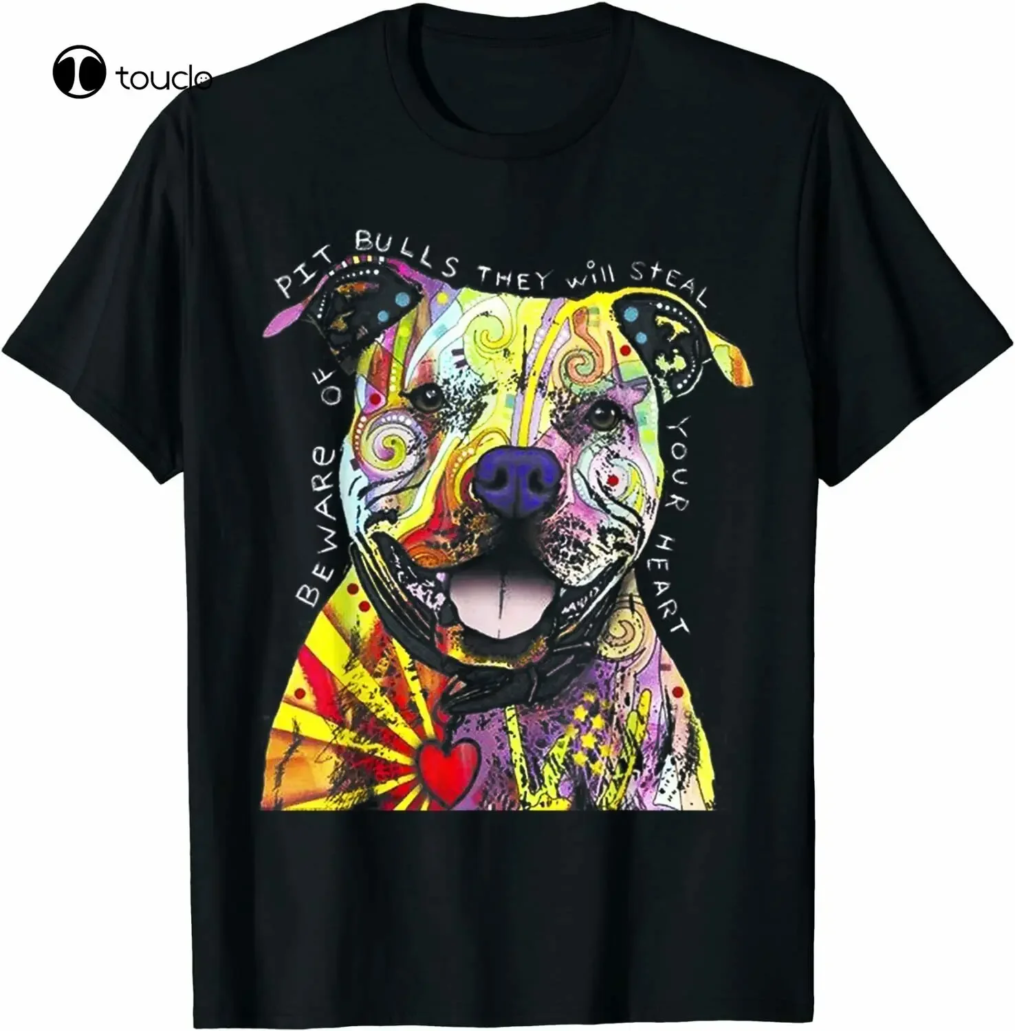 

Colorful Pit-Bull Terrier Dog Love-R Dad Mom, Boy Girl Funny T-Shirt